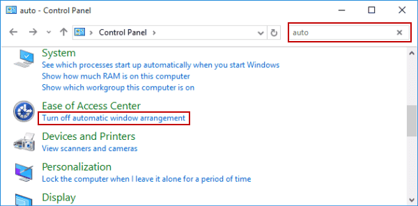 turn off automatic window arrangement