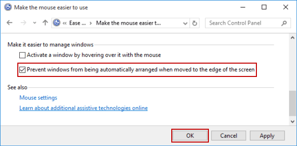 turn off automatic window arrangement