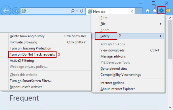 turn on do not track requests in IE