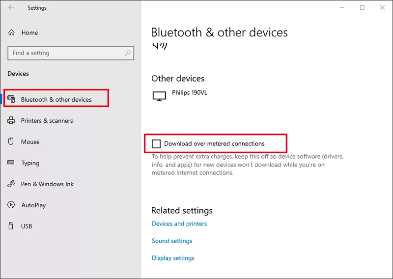 turn on download over metered connections in newer Win 10