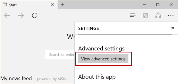 open microsoft edge advanced settings