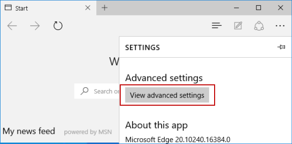 access microsoft edge advanced settings