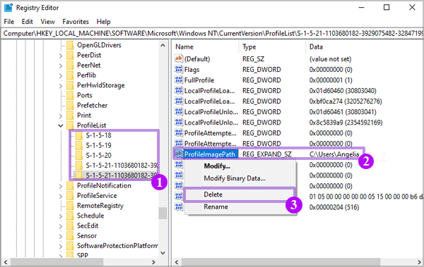 delete the profileimagepath string value