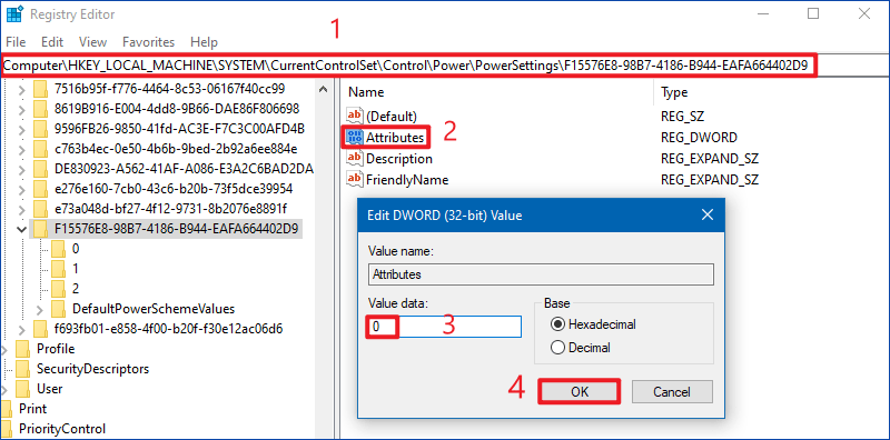 change value data to 0