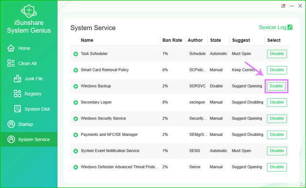 enable windows backup