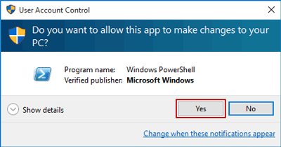 confirm to run windows powershell