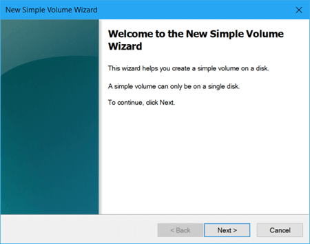 new simple volume wizard