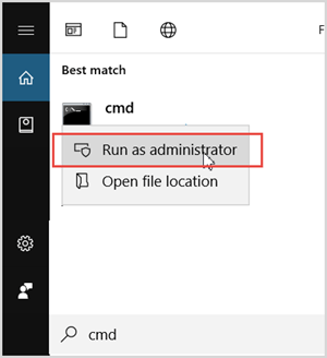 run cmd as administrator