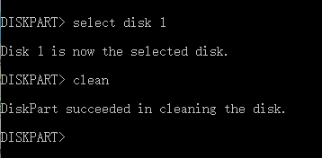 select disk and clean