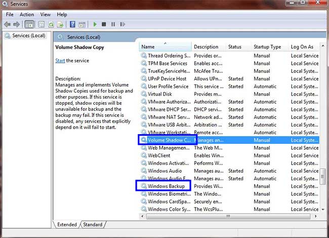  enable Windows 10 Backup service