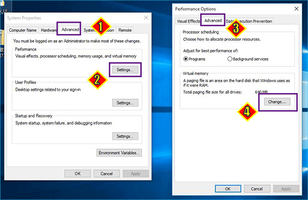 change virtual memory setting