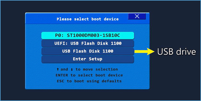 boot computer from USB disk
