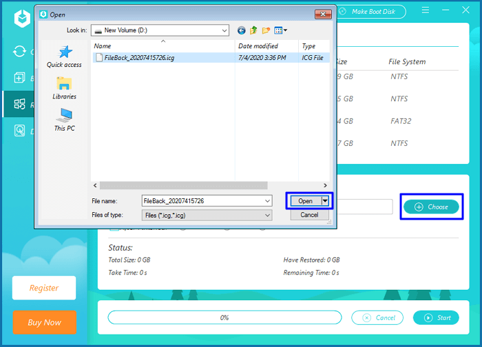 import Windows 10 system backup file