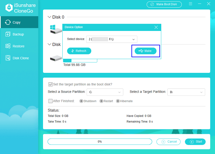  select USB to make bootable disk