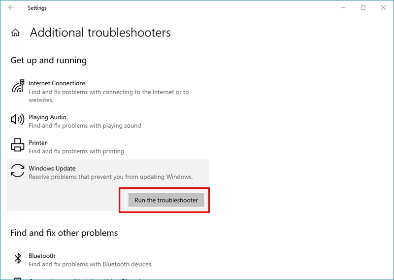 click Run the troubleshooter