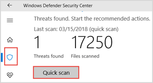 open windows defender security center