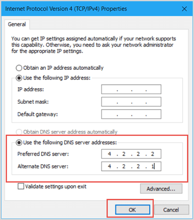 use new dns server addresses