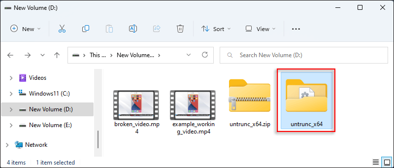 double click to open untrunc folder