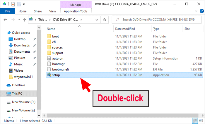 double click Windows 11 setup file