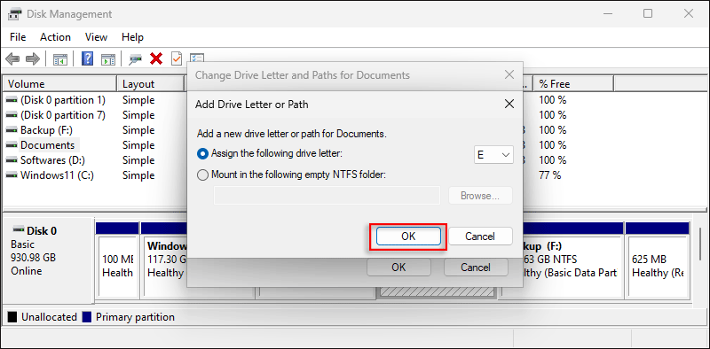 assign a drive letter