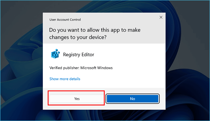 click Yes to allow making changes