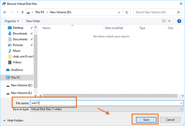 name virtual hard disk location as win11