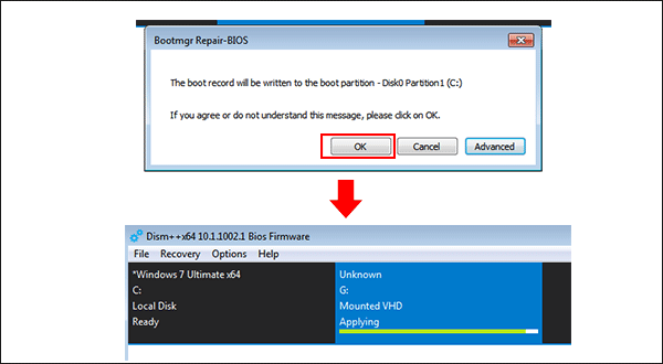 applying image to VHD volume