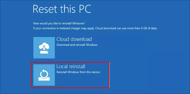 choose Local Reinstall