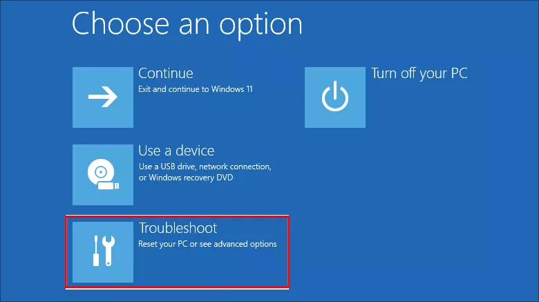 choose Troubleshoot