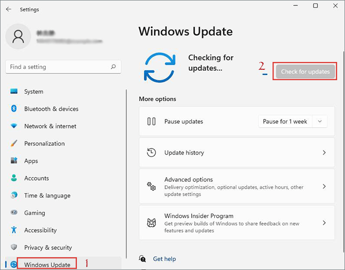 tap Windows Update and then tap Check for updates