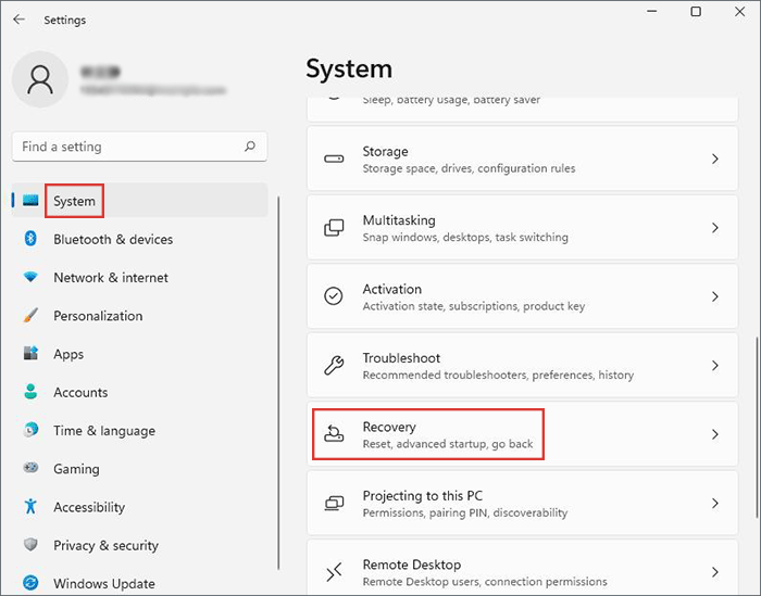 tap Settings>>System>>Recovery