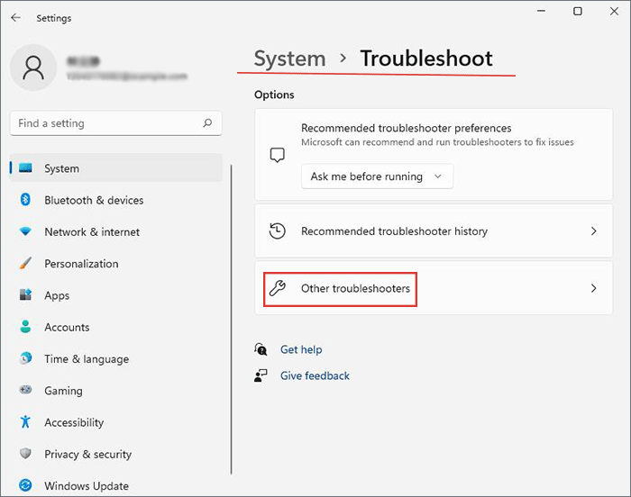 go to Settings>>System>>Troubleshoot>>other troubleshooters