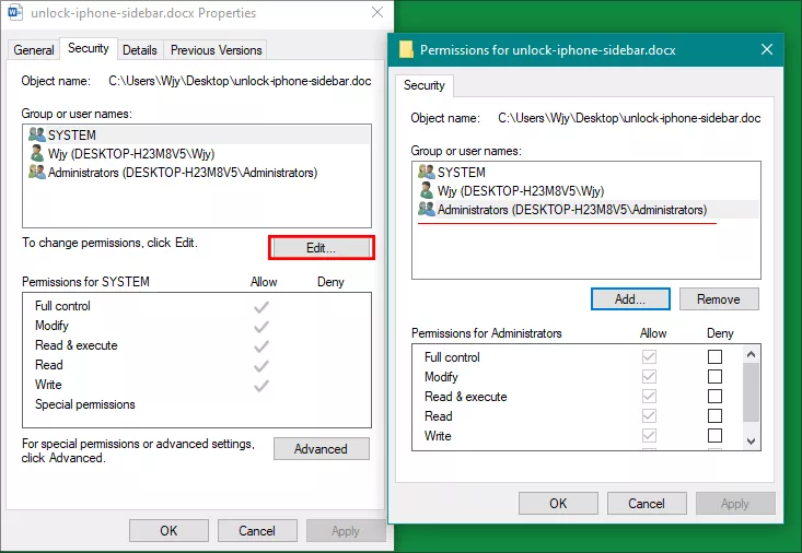correct file permission