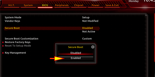 enable secure boot