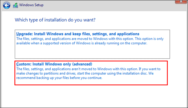 select install Windows only