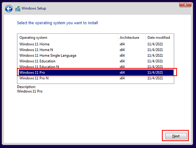 select Windows 11 OS version