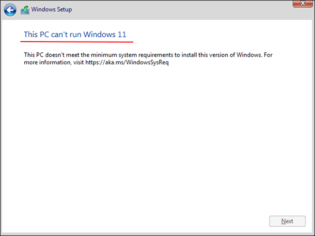 This PC cannot run Windows 11
