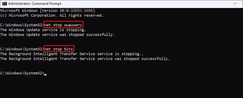 stop service via cmd