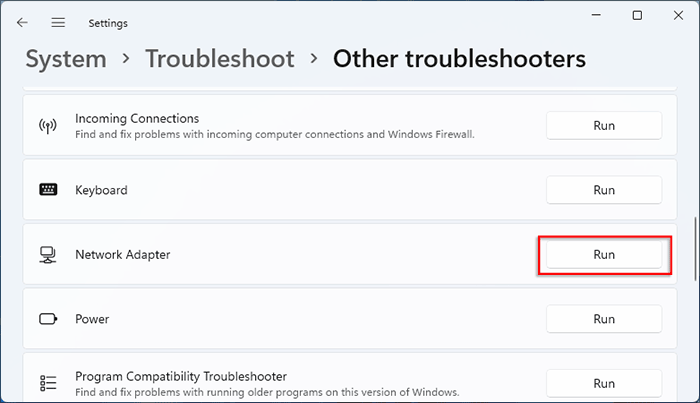 run Network Adapter