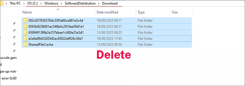 delete Windows update download cache