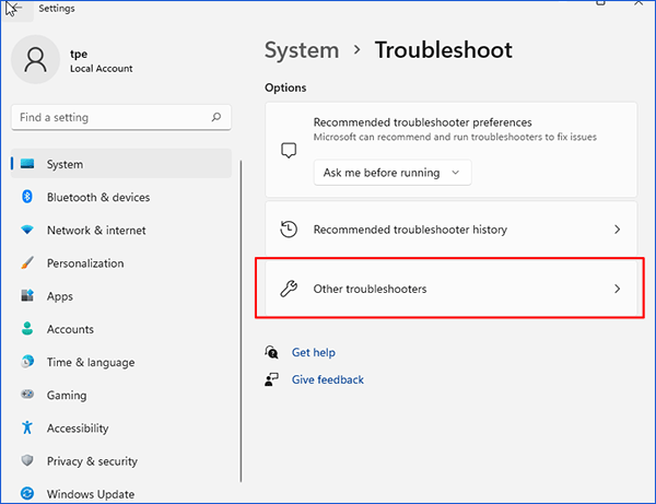 tap other troubleshooters