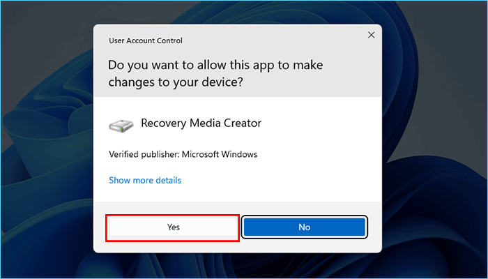click Yes to allow changes