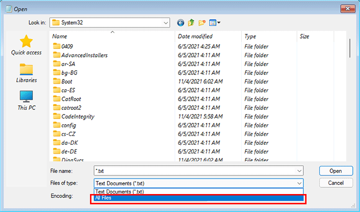 select all files as file type