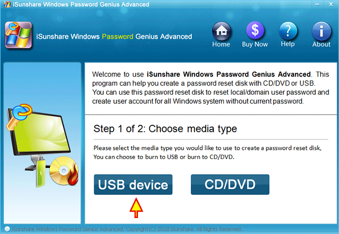 select USB device option