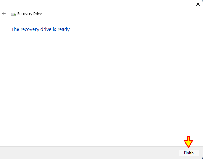 the recovery drive is ready