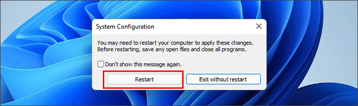 click Restart to apply the change