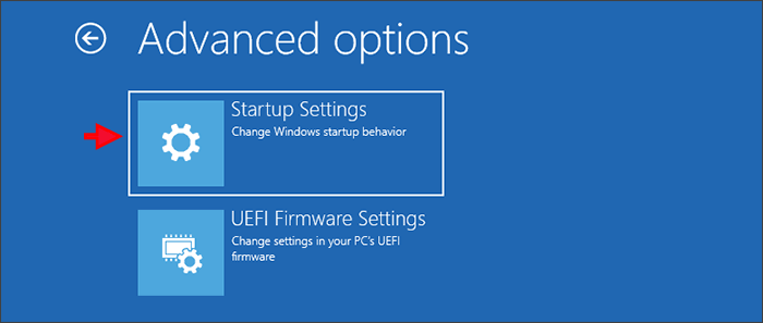 click Startup Settings