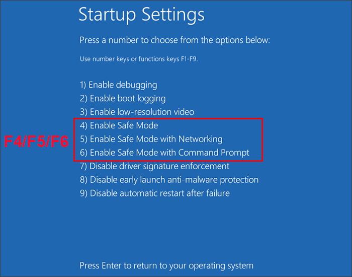 select safe mode in startup settings
