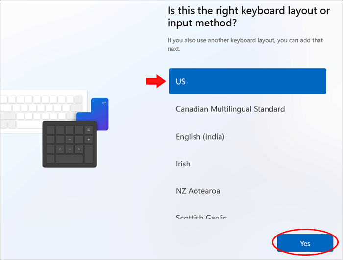 select keyboard layout