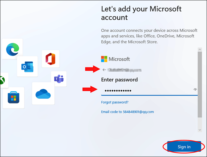 sign in Microsoft account